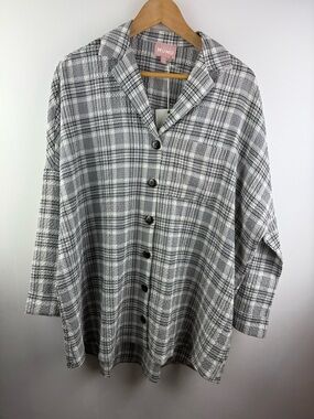 NWT Show Me Your Mumu Lorolie Tunic Oversized Plaid Button Down Shirt Dress XS